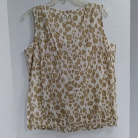 *EUC* Ann Taylor LOFT Cotton Sheer Tan & White Leopard Print Sleeveless Blouse - Picture 2 of 7